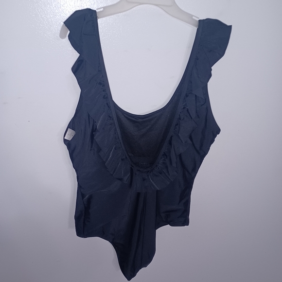 Black 1 Piece Bathing Suit - W Sz XL - Picture 3 of 6